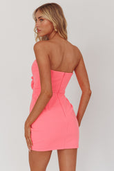 Karoline 3D Flower Strapless Mini Dress Pink